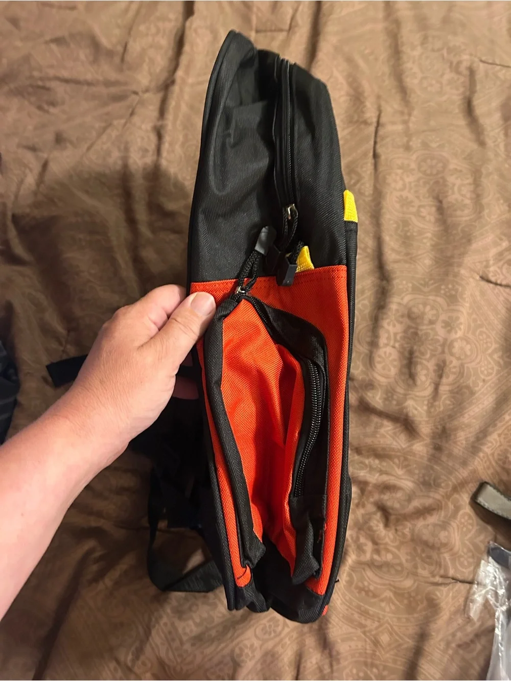 Men's Black & Orange Backpack - Versatile Daily Pack